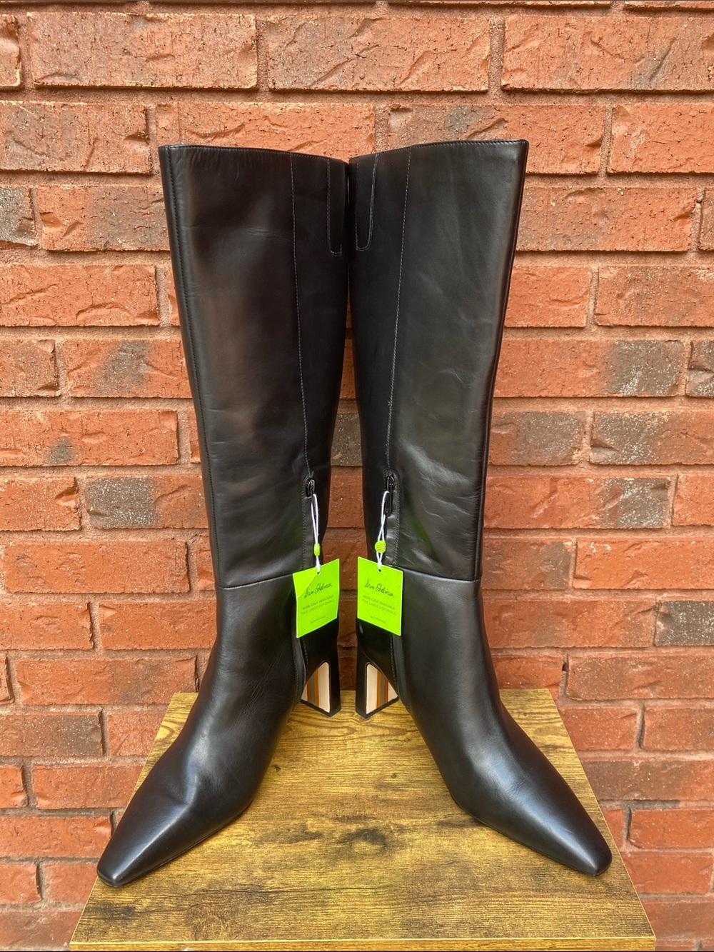 NEW Sam Edelman Knee-High Black Leather Boots 12 - Picture 4 of 11